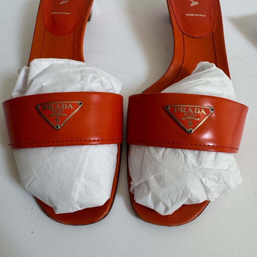 Prada Orange Leather Sandals